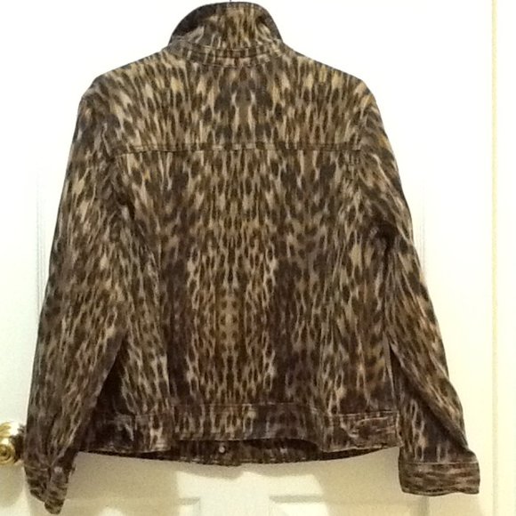 1X Jones New York Jeans Leopard Print Denim Jacket - Picture 2 of 2